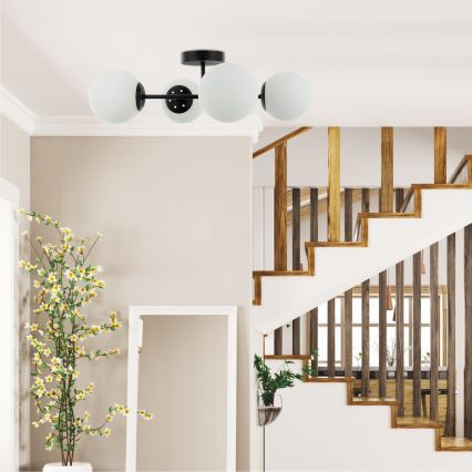 Påbyggd taklampa MADDIE 4xE14/5W/230V svart