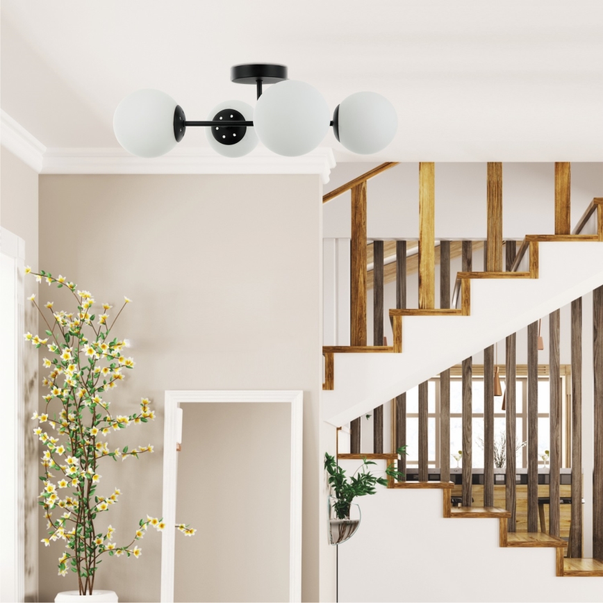 Påbyggd taklampa MADDIE 4xE14/5W/230V svart