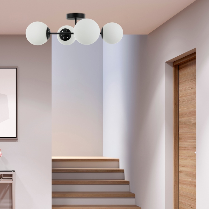 Påbyggd taklampa MADDIE 4xE14/5W/230V svart