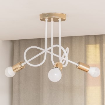 Påbyggd taklampa OXFORD 3xE27/15W/230V guld/vit