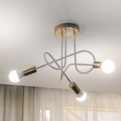 Påbyggd taklampa OXFORD 3xE27/15W/230V guld/vit