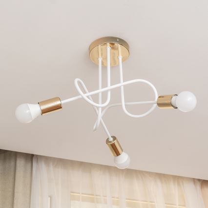 Påbyggd taklampa OXFORD 3xE27/15W/230V guld/vit