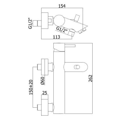 Paffoni - Badkarsblandare LIGHT, blank krom