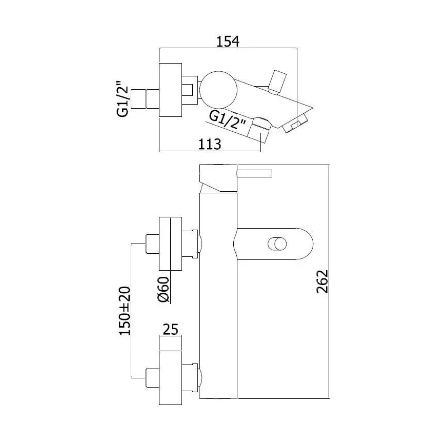 Paffoni - Badkarsblandare LIGHT, blank krom