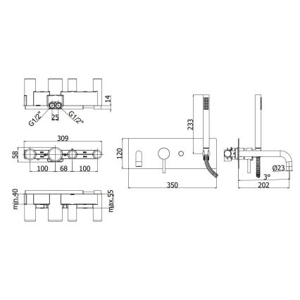 Paffoni - Badkarsset LIGHT i svart