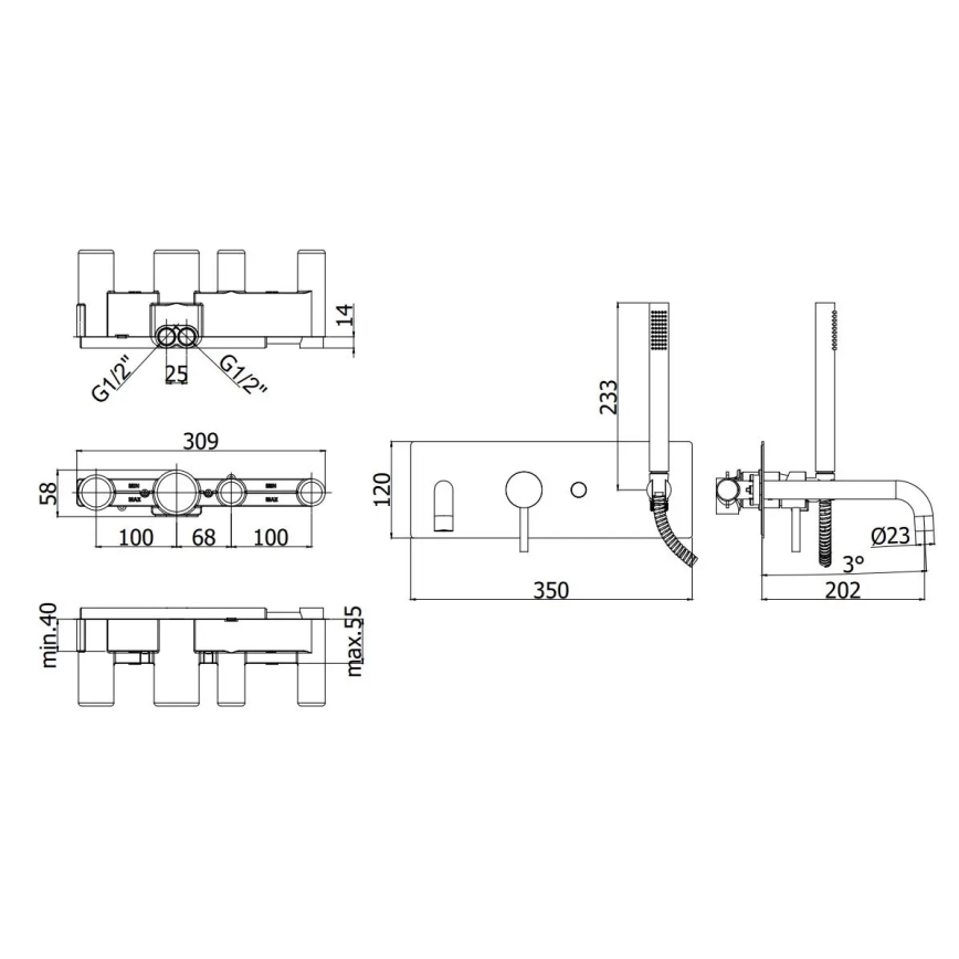 Paffoni - Badkarsset LIGHT i svart