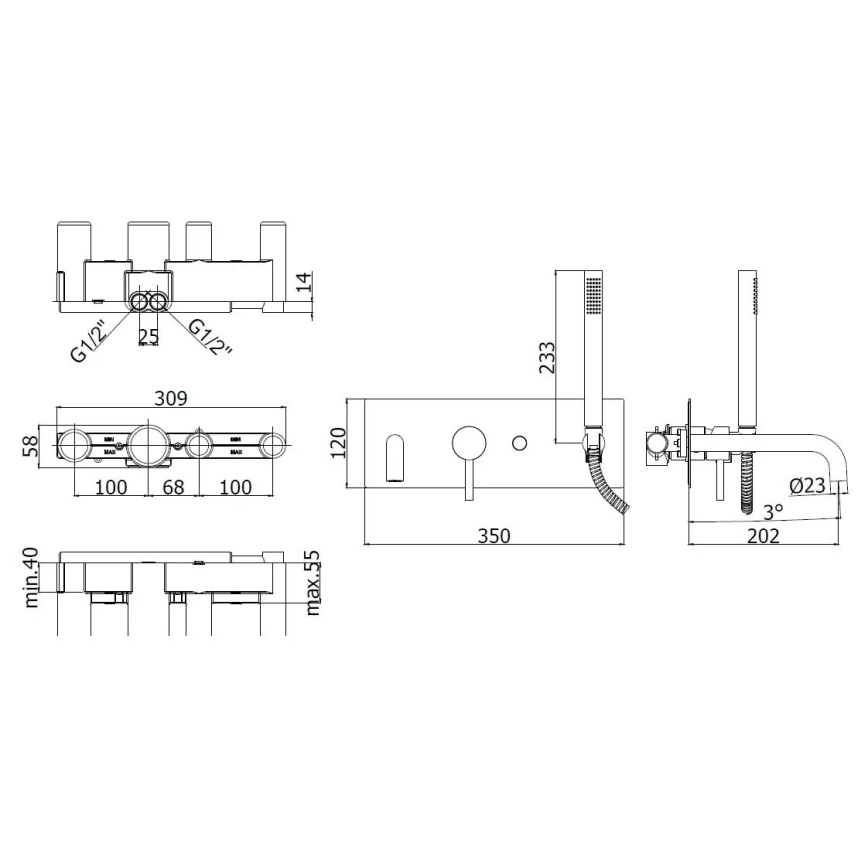 Paffoni - Badkarsset LIGHT polerad krom
