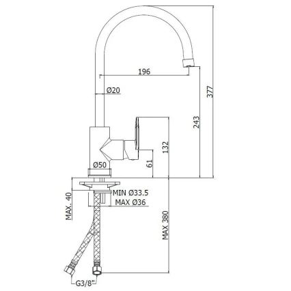 Paffoni - Diskbänksblandare CANDY i polerad krom