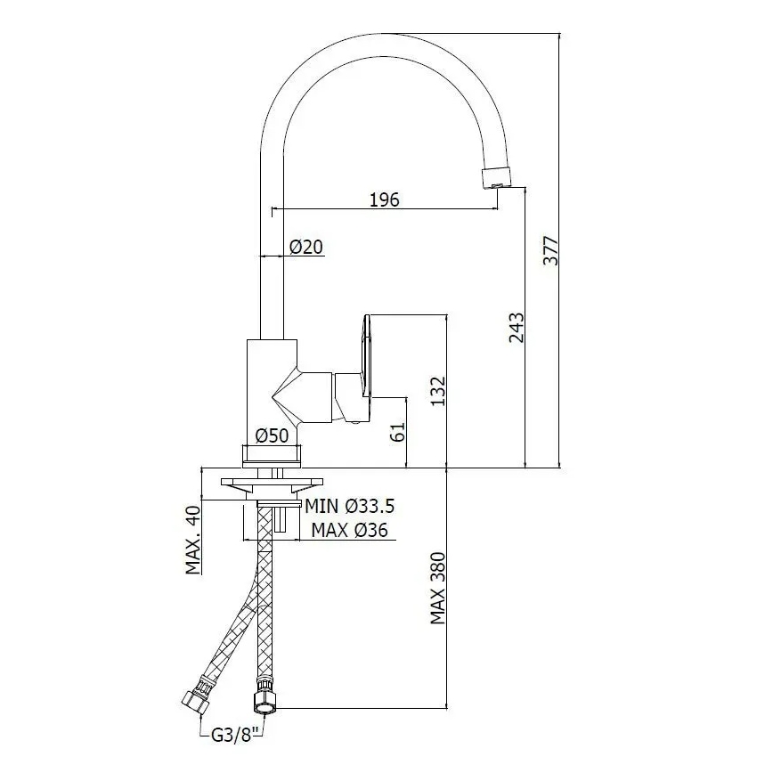 Paffoni - Diskbänksblandare CANDY i polerad krom