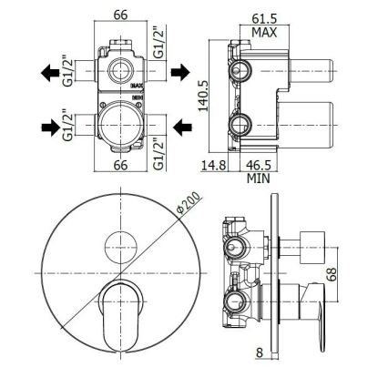 Paffoni - Duschblandare för inbyggnad CANDY, blank krom