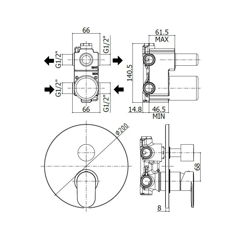 Paffoni - Duschblandare för inbyggnad CANDY, blank krom