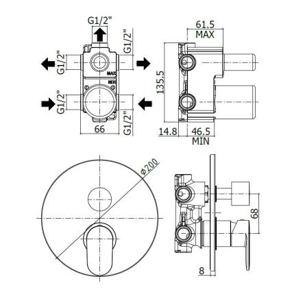 Paffoni - Duschblandare för inbyggnad CANDY blank krom