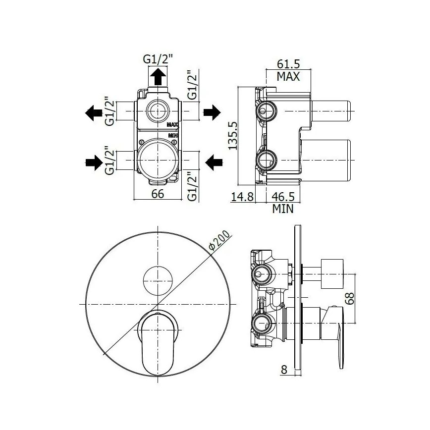 Paffoni - Duschblandare för inbyggnad CANDY blank krom