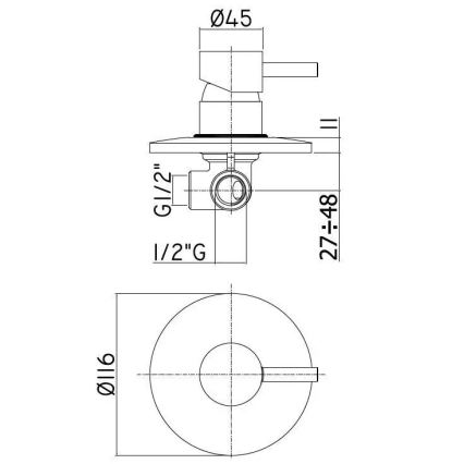 Paffoni - Duschblandare för infällt montage LIGHT polerad krom