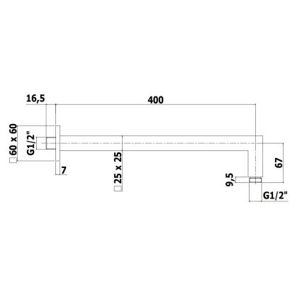 Paffoni - Fyrkantig duscharm 40 cm svart