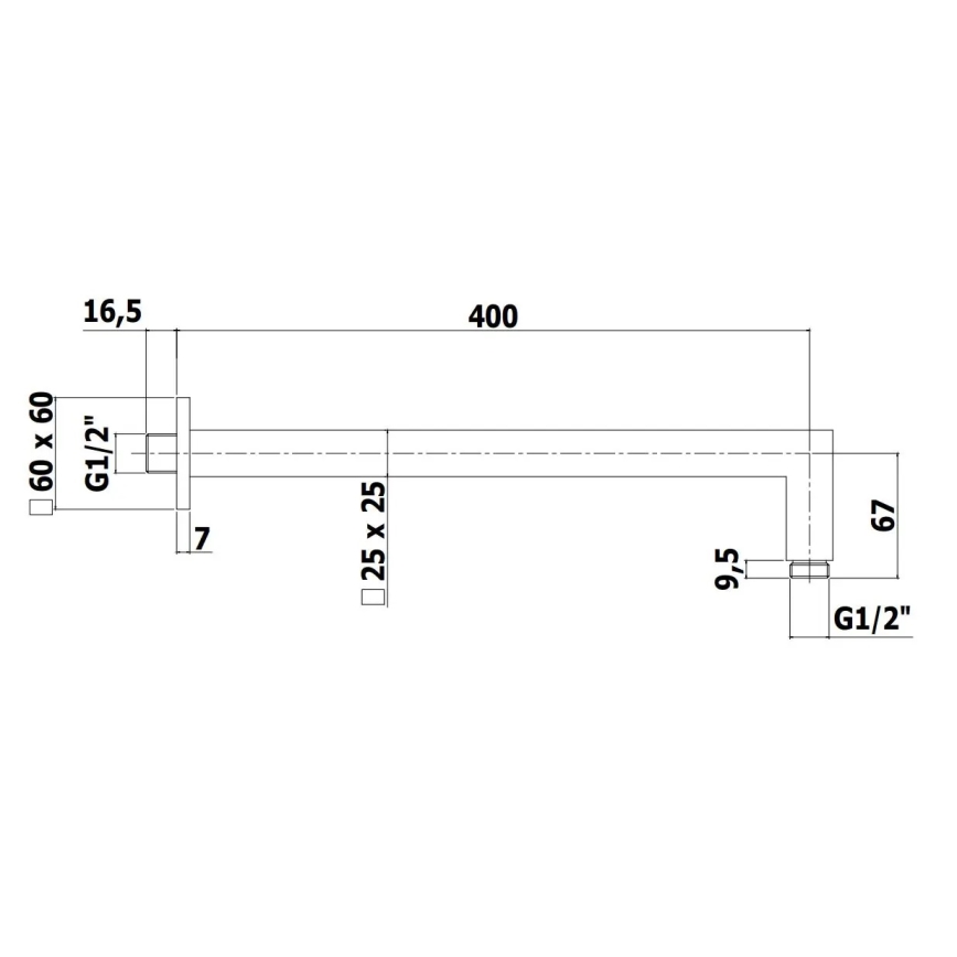 Paffoni - Fyrkantig duscharm 40 cm svart
