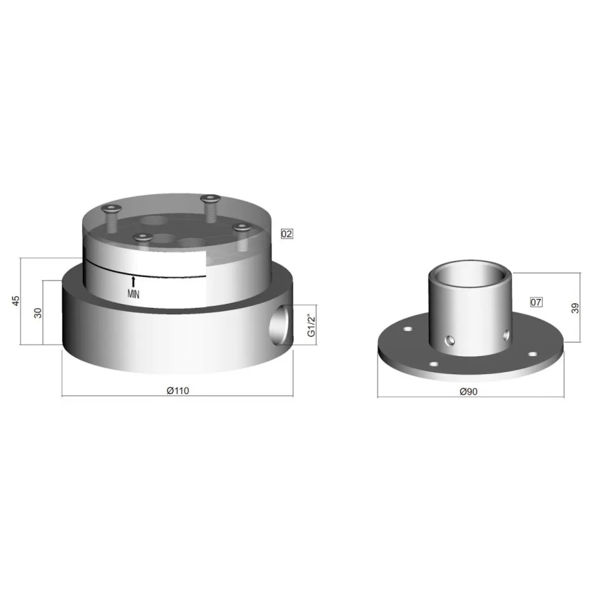 Paffoni - Installationskropp för golvmonterad badkarsblandare LIGHT