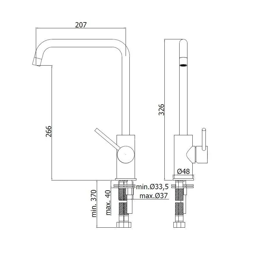 Paffoni - Köksblandare LIGHT 32,6 cm, polerad krom