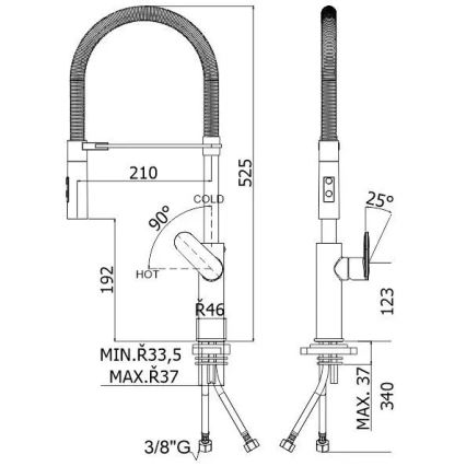 Paffoni - Köksblandare med utdragbar handdusch CANDY 52,5 cm blank krom