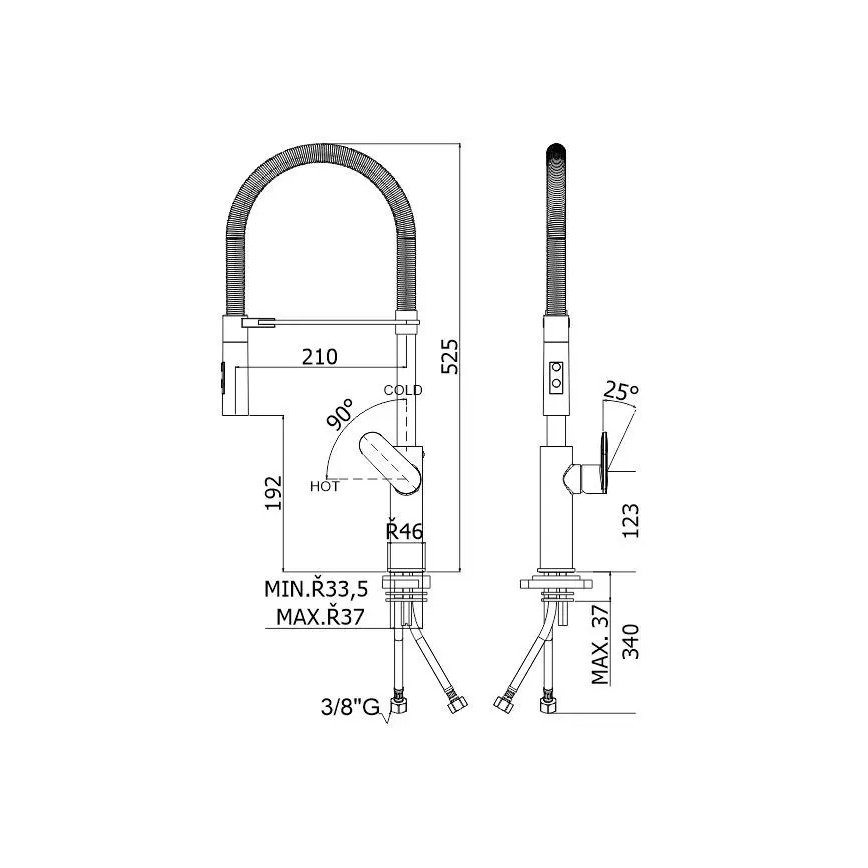 Paffoni - Köksblandare med utdragbar handdusch CANDY 52,5 cm blank krom