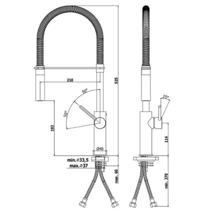 Paffoni - Köksblandare med utdragbar handdusch LIGHT 52,5 cm blank krom