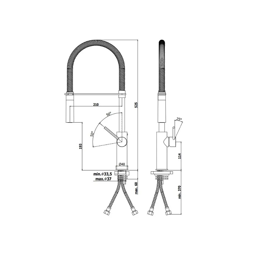 Paffoni - Köksblandare med utdragbar handdusch LIGHT 52,5 cm blank krom
