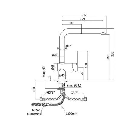 Paffoni - Köksblandare med utdragbar handdusch RINGO 28,6 cm