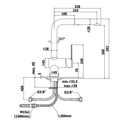 Paffoni - Köksblandare med utdragbar handdusch RINGO 29,2 cm svart