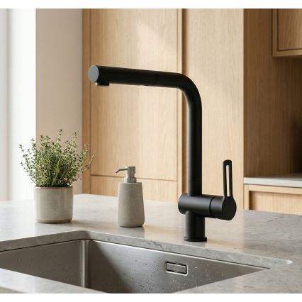 Paffoni - Köksblandare med utdragbar handdusch RINGO 29,2 cm svart