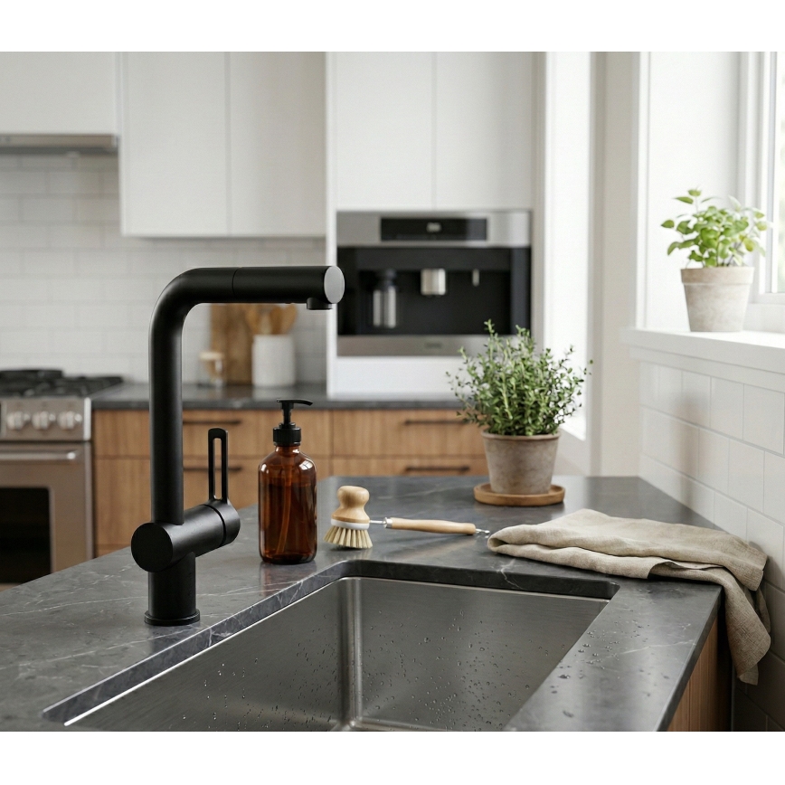 Paffoni - Köksblandare med utdragbar pip RINGO svart