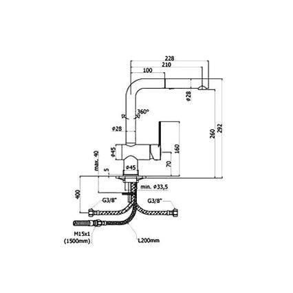 Paffoni - Köksblandare RINGO med utdragbar handdusch, 29,2 cm
