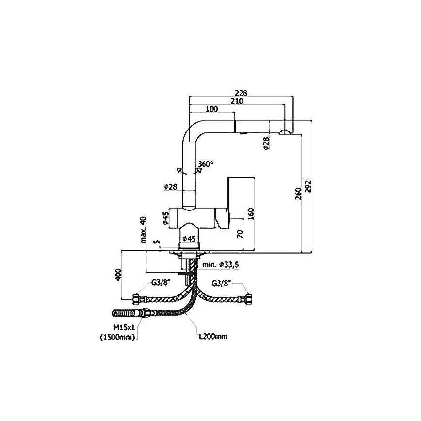 Paffoni - Köksblandare RINGO med utdragbar handdusch, 29,2 cm