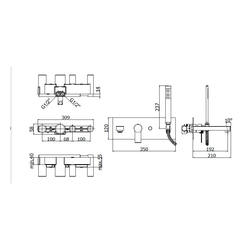 Paffoni - TANGO badkarsset med blandare för infälld installation, blank krom