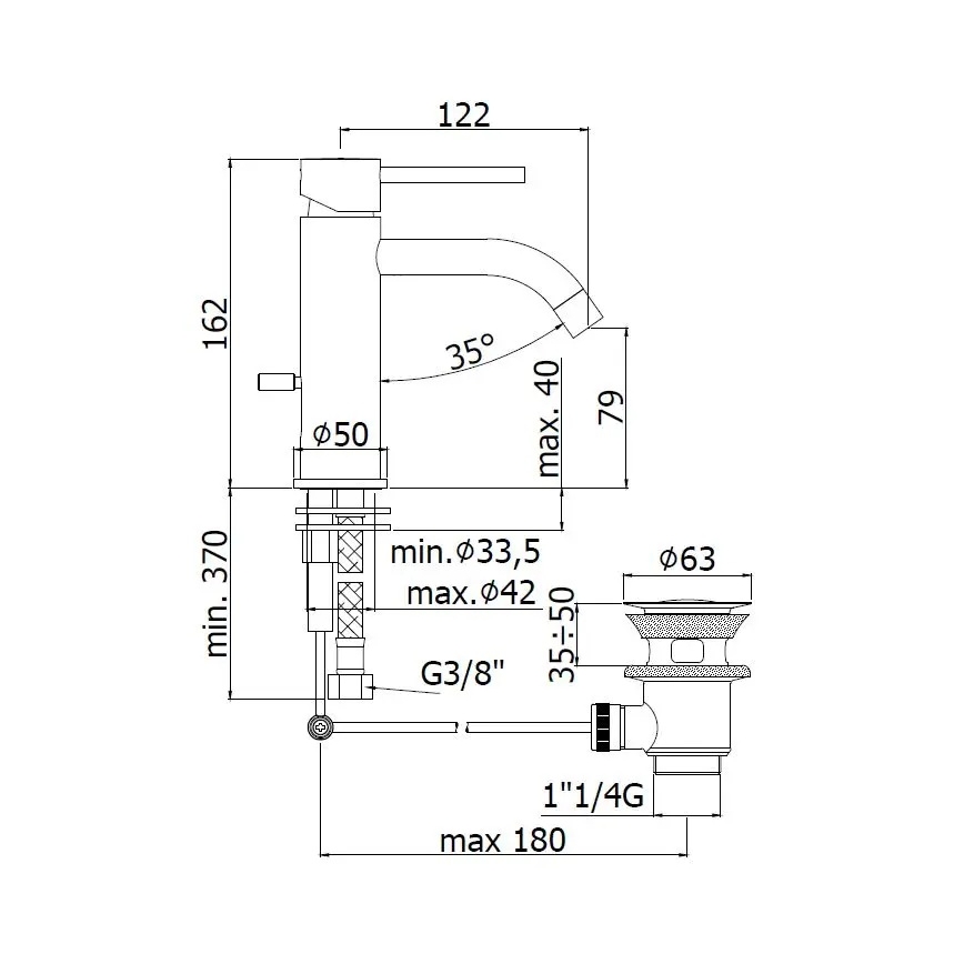 Paffoni - Tvättställsblandare + bottenventil LIGHT vit