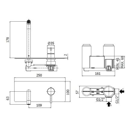 Paffoni - Tvättställsblandare för inbyggnadsinstallation LIGHT, polerad krom