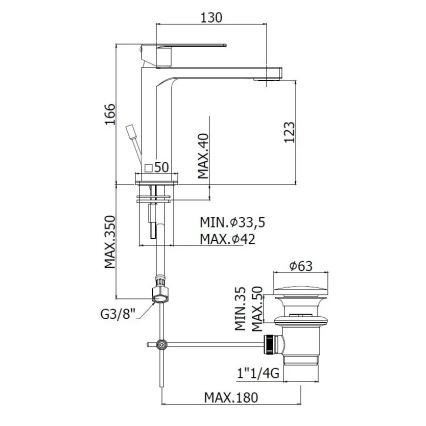 Paffoni - Tvättställsblandare med pop-up-bottenventil TANGO i rostfritt stål