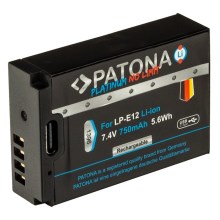 PATONA - Ackumulator Canon LP-E12 750mAh Li-Ion Platinum USB-C laddar