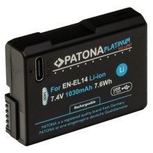 PATONA - Ackumulator Nikon EN-EL14/EN-EL14A 1030mAh Li-Ion Platinum USB-C laddar