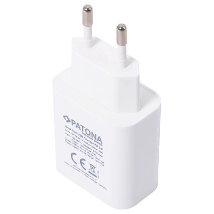 PATONA - Adapter med USB och USB-C port 18W strömförsörjning