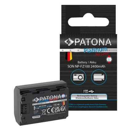 PATONA - Batteri Sony NP-FZ100 2400mAh Li-Ion Platinum USB-C