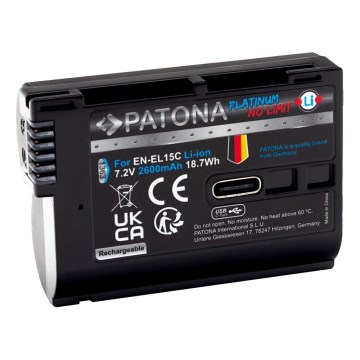 PATONA - Batteri till Nikon EN-EL15C 2600mAh Li-Ion Platinum USB-C