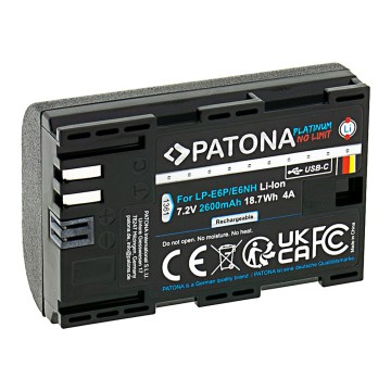 PATONA - Canon LP-E6NH 2600mAh Li-Ion Platinum USB-C-batteri