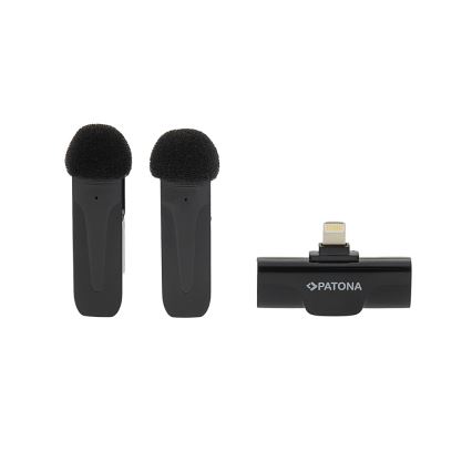 PATONA - KIT 2x Trådlös mikrofon med klämma för iPhones USB-C 5V 50 mAh
