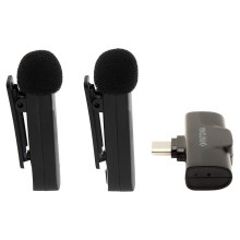 PATONA - KIT 2x Trådlös mikrofon med klämma för smart mobiler USB-C 5V