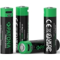 PATONA - KIT 4x Ackumulator AA/LR6 Li-Pol 2000mAh 1,5Vs med USB-C laddar