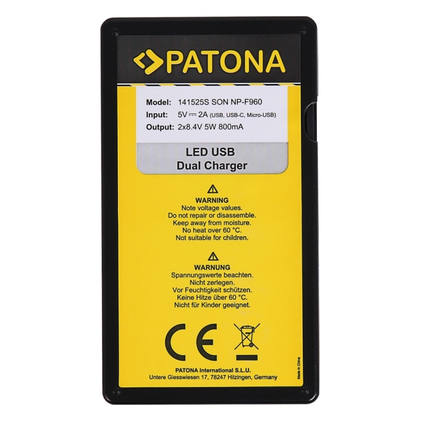 PATONA - Laddare Dual Sony NP-F970/F960/F950 USB