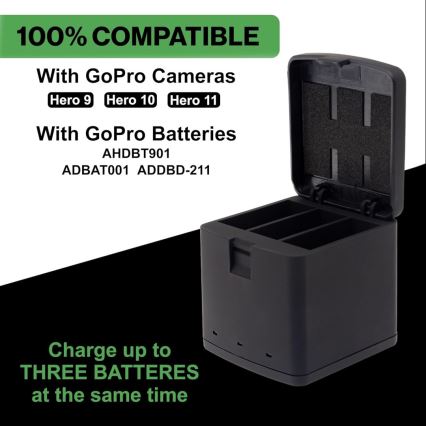 PATONA - Laddare Triple GoPro Hero 9/Hero 10/Hero 11/Hero 12