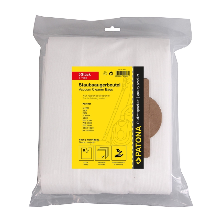 PATONA - Påsar för dammsugare KÄRCHER A2201/2204/2504/3.300/5.800 - 5 stycken