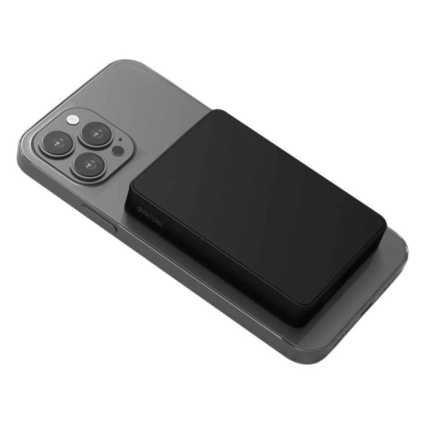 PATONA - Powerbank 10000mAh Li-Pol-PD20W MagSafe USB-C och Qi-laddning