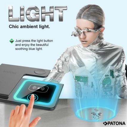 PATONA - Sladdlös laddare  3i1 for iPhone svart